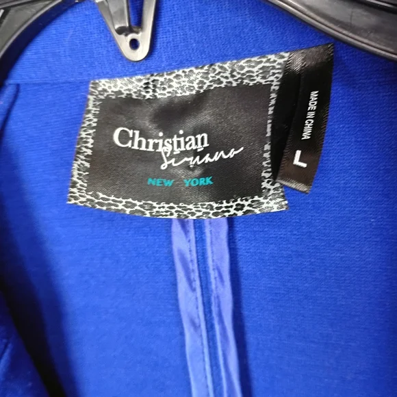Christian Siriano Women Size L Royal Blue Blazer Office Business Casual Stylish - Picture 8 of 9